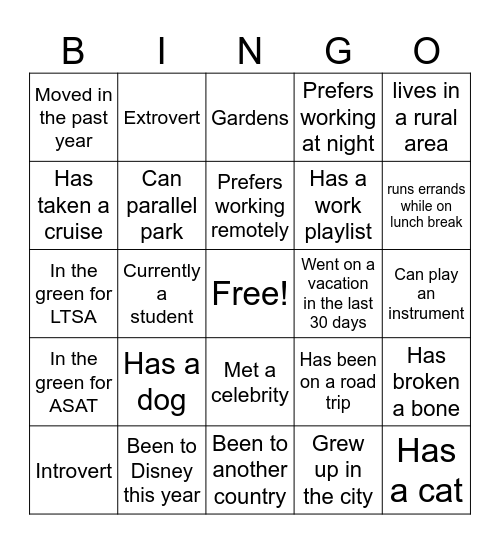 Bingo 09/05 Bingo Card