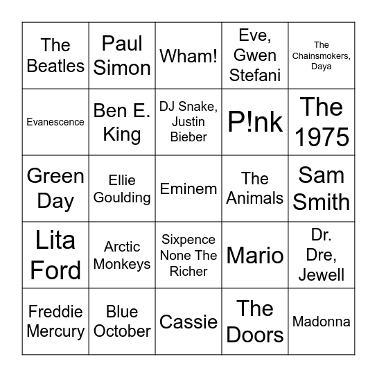 Me Bingo Card