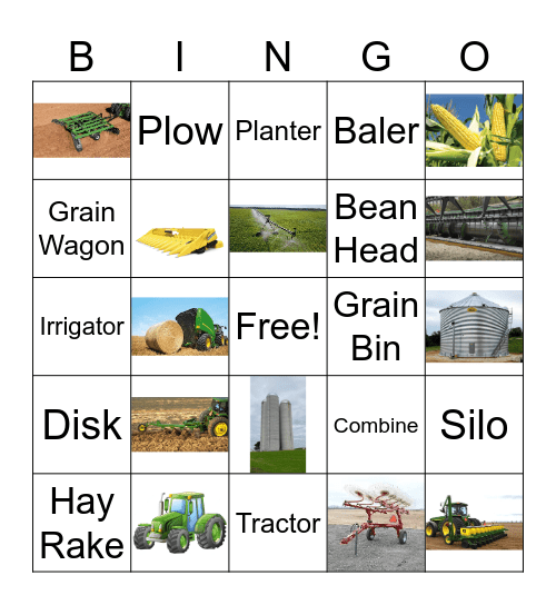 Farm Equipment Bingo Card