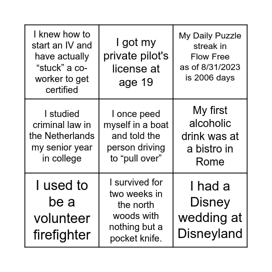 Find the Staff Member Bingo Card