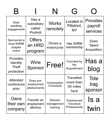 Find a Vendor Who Bingo Card