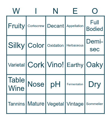 WINE BINGO Card
