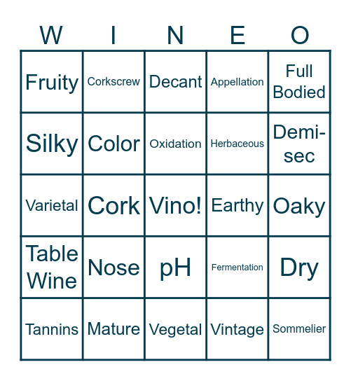 WINE BINGO Card
