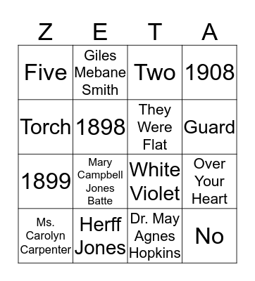 Zeta Badge Bingo Card