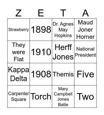 Zeta Badge Bingo Card