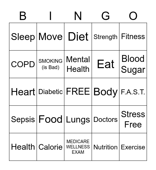 Health Fair Bingo Card