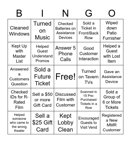 Box Bingo Card