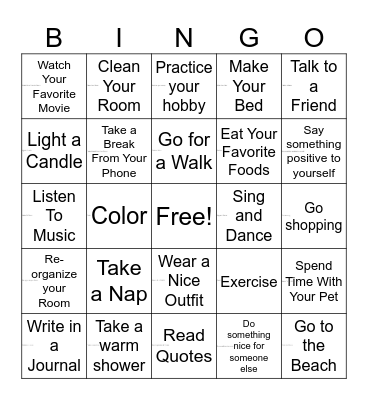 Self- Care Bingo Card