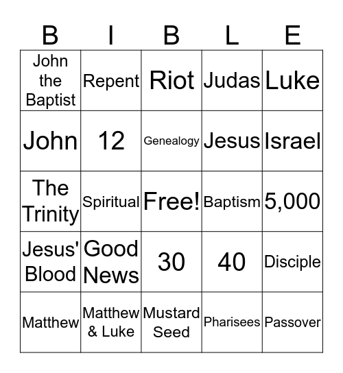 MATTHEW, MARK, LUKE, JOHN Bingo Card