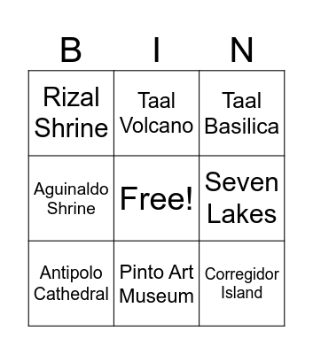 Famous Places and Landmarks Bingo Card