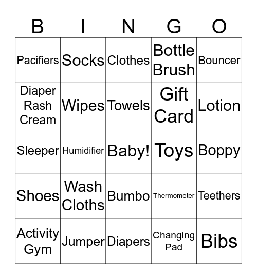 Baby Bingo Card