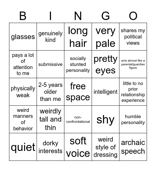 would i have a crush on you? Bingo Card