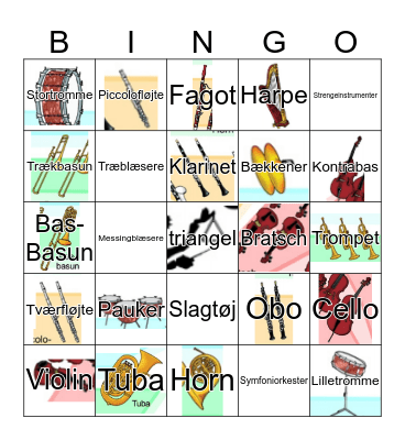 Instrumenter i symfoni orkester Bingo Card