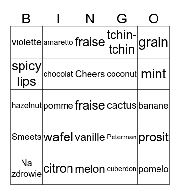 Tchin Tchin  Bingo Card