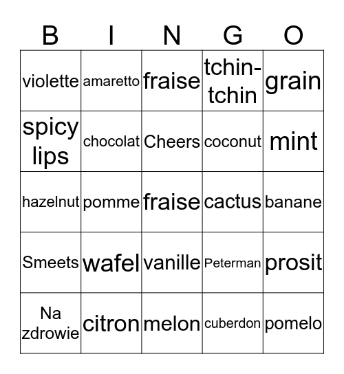 Tchin Tchin  Bingo Card