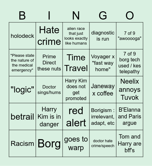 Voyager Bingo/Drinking Game Bingo Card