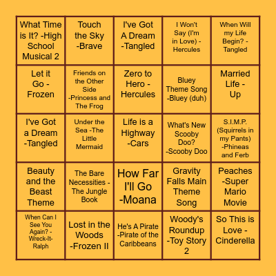 DISNEY Bingo Card