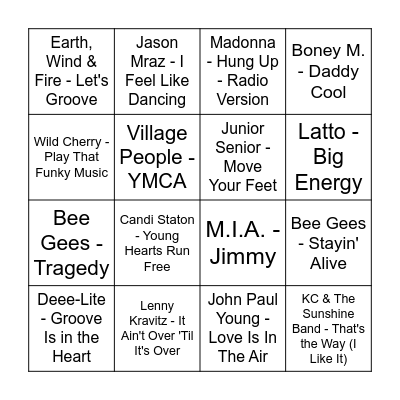 ROUND 2: DISCO INFERNO Bingo Card