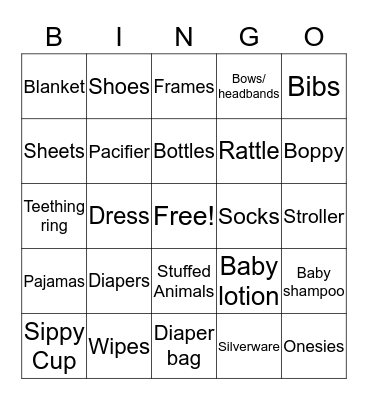 Baby  Emmons Bingo Card