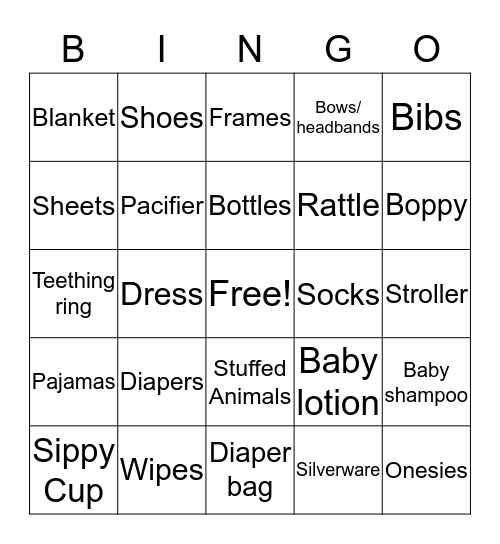 Baby  Emmons Bingo Card