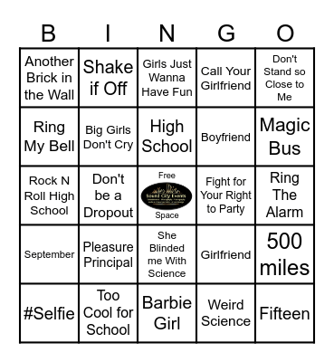 K Pub Back To School Bingo Card