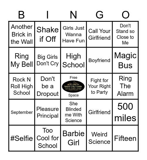 K Pub Back To School Bingo Card