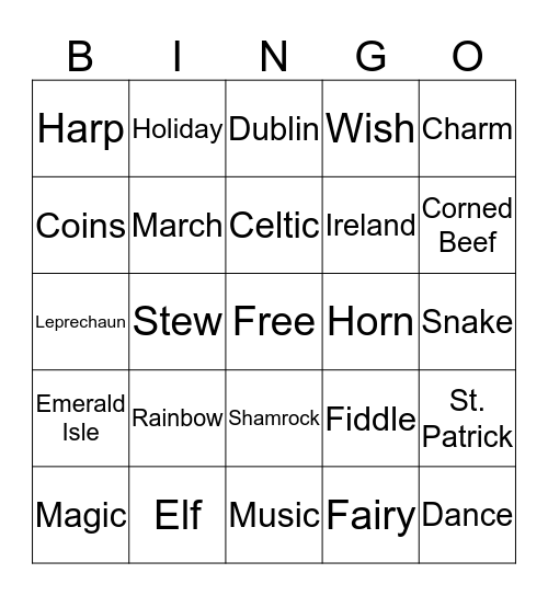 ST. PATRICK DAY Bingo Card