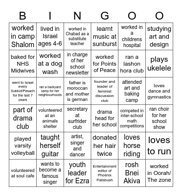 MM Human Bingo! Bingo Card