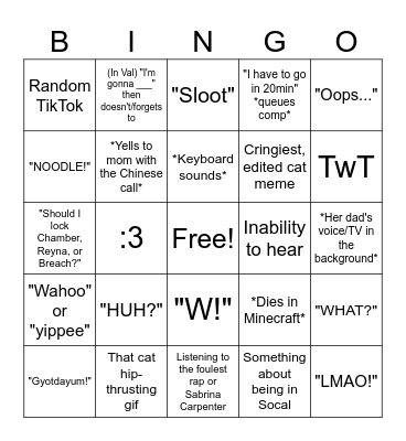 Styx Bingo Card
