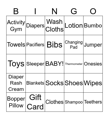 Baby Bingo Card