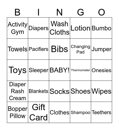 Baby Bingo Card
