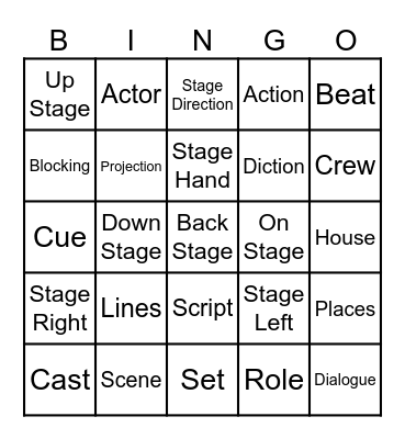 Theater Vocab Bingo Card