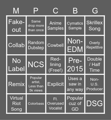 Music Production Class Bingo Game!!! Bingo Card