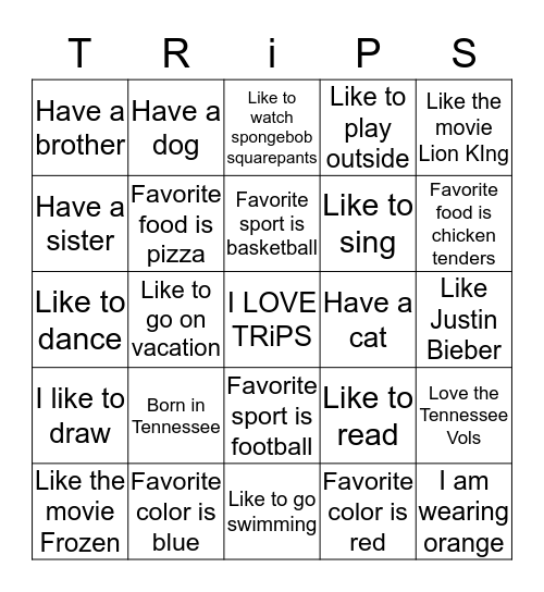 Social Bingo Card