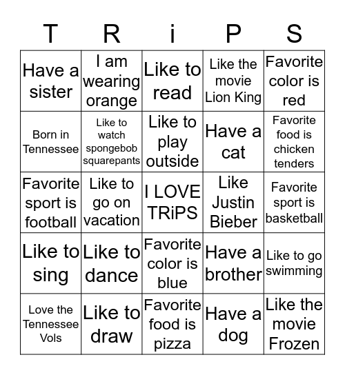 Social Bingo Card