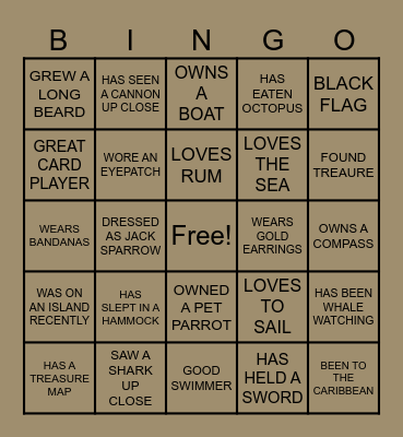PIRATES DAY Bingo Card