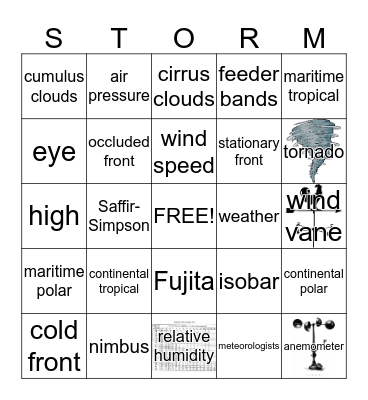 Weather Bingo Card