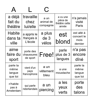 Bingo  : Trouve quelqu'un qui... Bingo Card