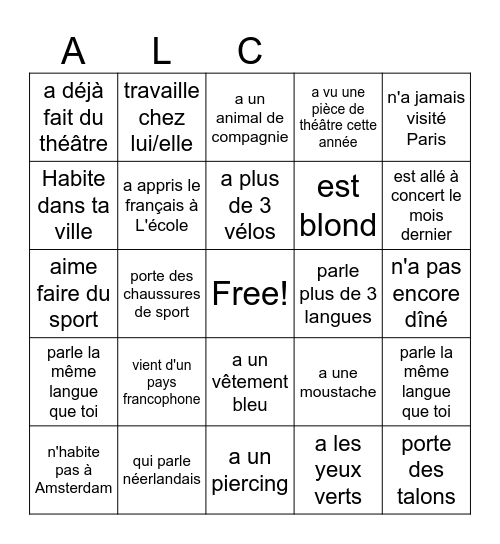 Bingo  : Trouve quelqu'un qui... Bingo Card