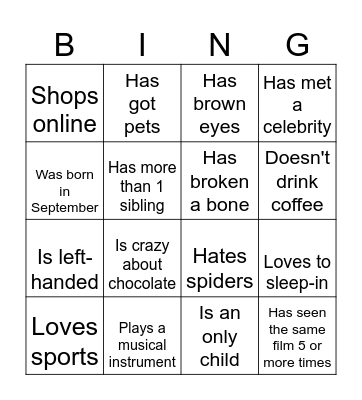 People Bingo Card