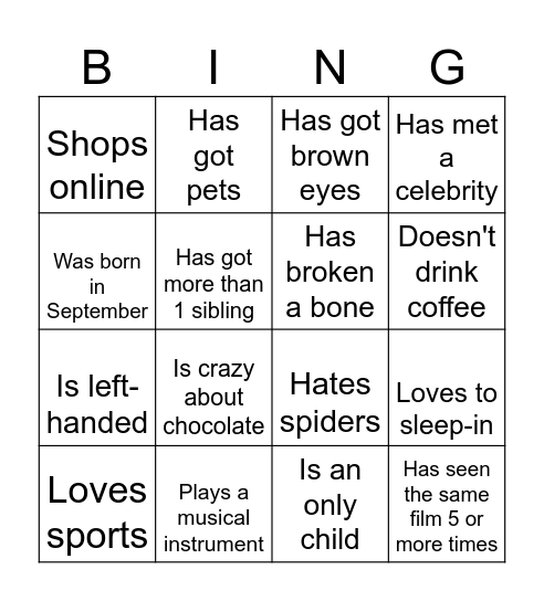 People Bingo Card