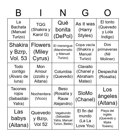 Verano'23 Bingo Card