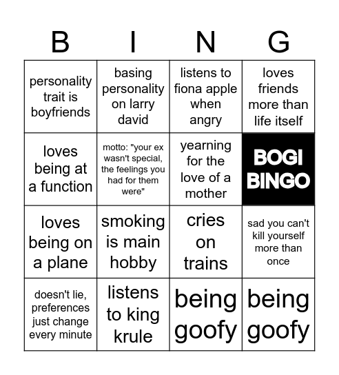 bogi bingo Card