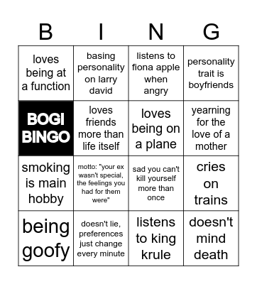 bogi bingo Card