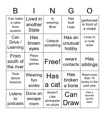 Ice-breaker Bingo Card