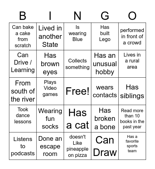 Ice-breaker Bingo Card