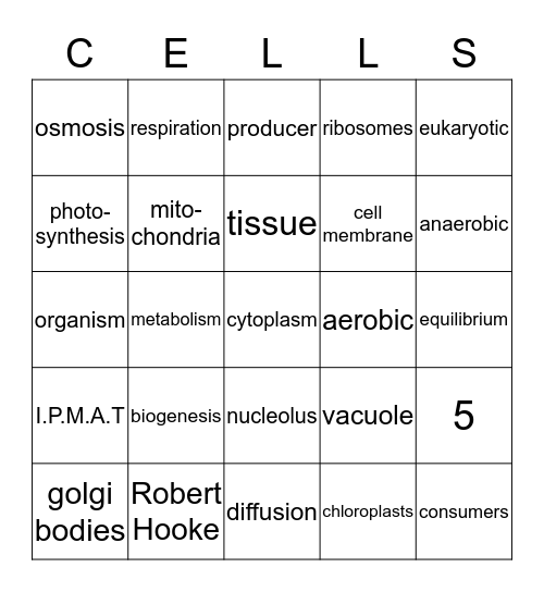 Life Science Bingo Card