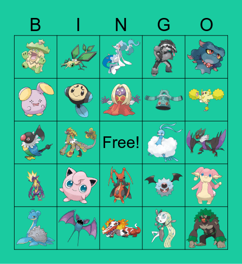 Miku's Pokémon Bingo Card