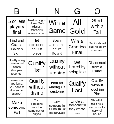 Fall-Go Bingo Card