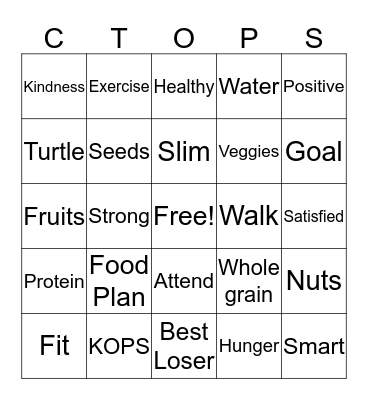 TOPS  Bingo Card